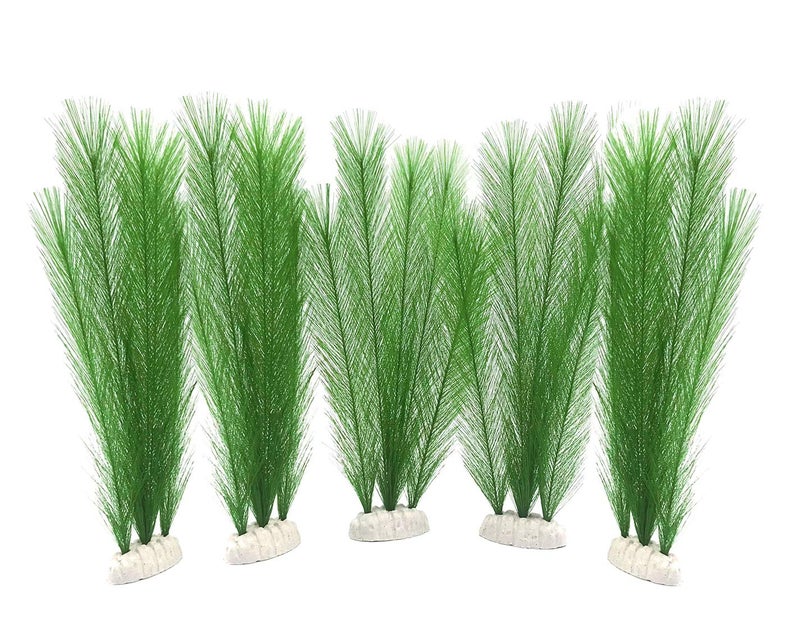 BEGONDIS Aquarium Decorations 5Pcs Fish Tank Artificial Green Water Plants Made of Silk Fabrics Plastic - Image 1